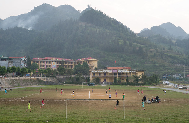 The football pitch in Muong Khuong, Lao Cai Province, Vietnam.