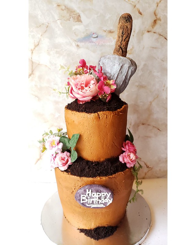 Flower Pot Cake by Dulces Sueños Desserts