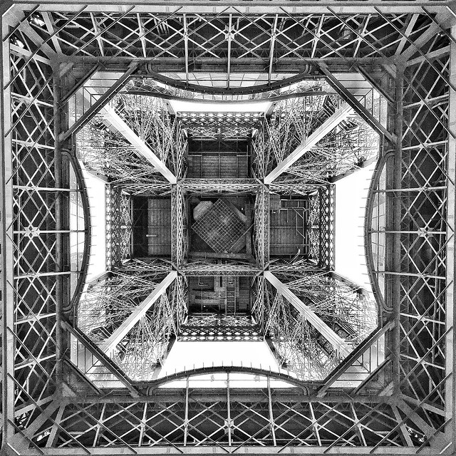 Looking up the Eiffel Tower