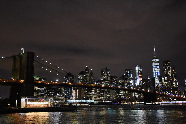 Picture Of Lower Manhattan Taken At Nightime From Brooklyn Bridge Park. Photo Taken Sunday September 8, 2017