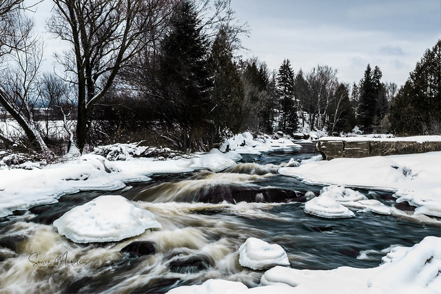Icy river flow