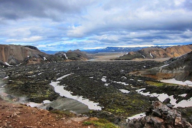 Republic of Iceland ~ Landmannalaugar Route ~  Ultramarathon is held on the route each July ~  Harden Lava Landscape