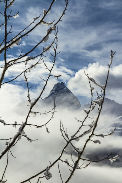 Winter scenery in the European Alps, Graubuenden, Switzerland