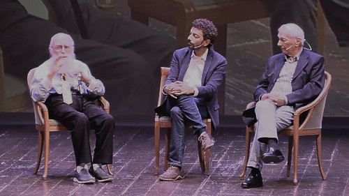 James Randi a Padova per il Cicap Fest del 2017 con Massimo Polidoro e Piero Angela   