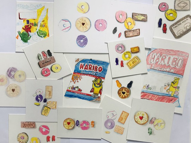 Year 9 Sweets Artwork Inspired by Artists, Thiebaud and Penkman