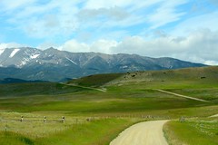 Picture of road leading to the Crazy Mountains