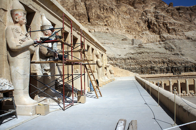 Renovating Hatshepsut statues at Her Mortuary Temple