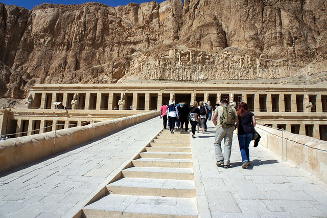 Ascending to the Upper Terrace of Hatshepsut Temple