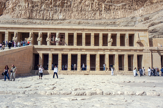 The middle porticoes and Upper terrace of Hatshepsut Mortuary Temple in Egypt's Luxor