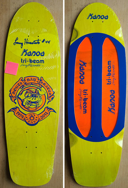 Deck 13 2 of 3 signed Lonny Hiramoto Number 44 Skateboard Deck Yellow