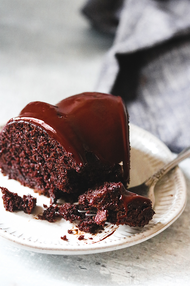 Dark Chocolate Ganache Bundt Cake