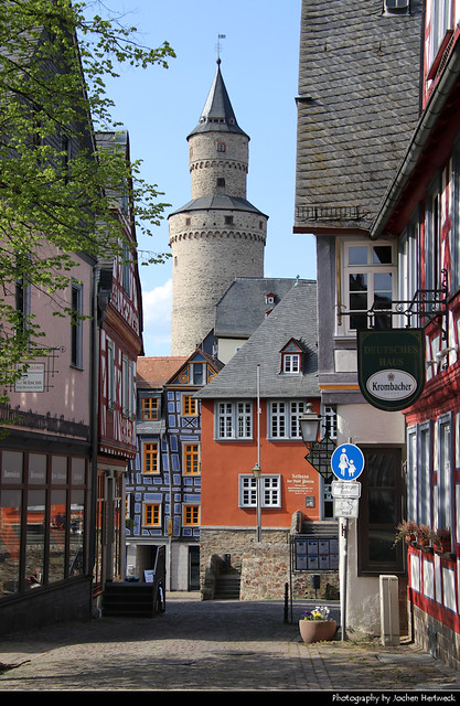 View along Obergasse, Idstein, Germany
