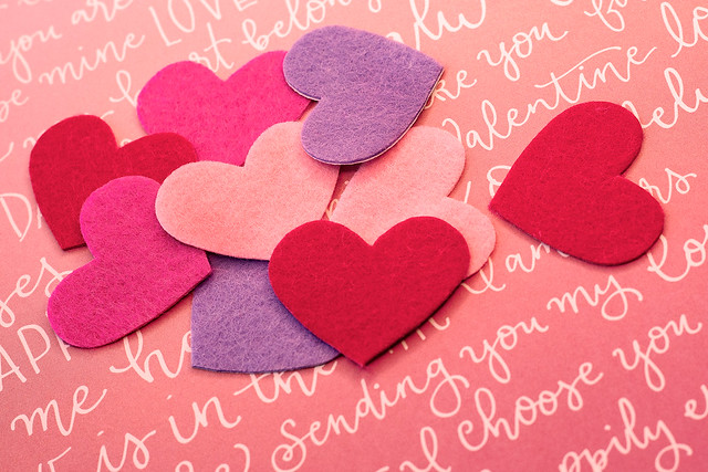 Colorful Hearts and Words of Love