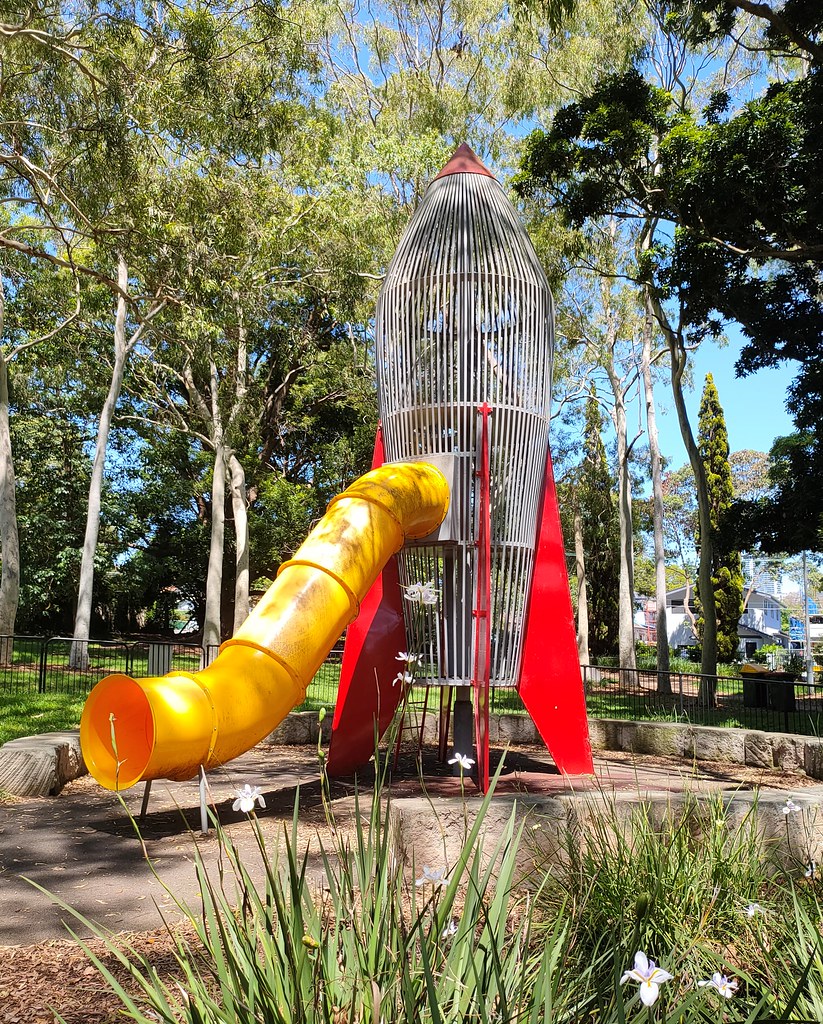 Moon rocket play equipment, Muston Park, Penshurst Street, Chatswood, NSW