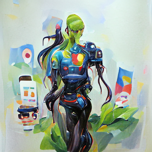 'a gouache of an android by Wu Bin' Hypertron v2