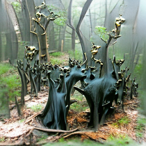 'a bronze sculpture of a spooky forest by Herb Aach' Hypertron v2