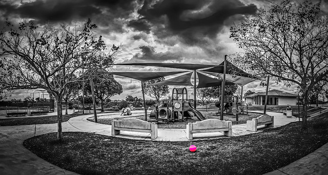 Empty playground and abandoned ball