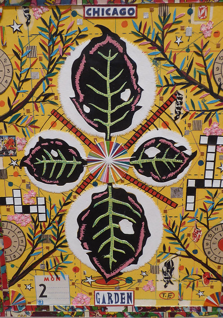 Glen Ellyn, IL, Cleve Carney Museum of Art, Leaf Collage  (Artist: Tony Fitzpatrick)