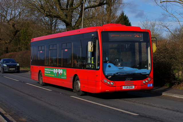 Red Arrow: Trustybus (ex RATP London United OT30202) Optare Tempo X1200 YJ11EHH Hadham Road Bishops Stortford 12/02/22