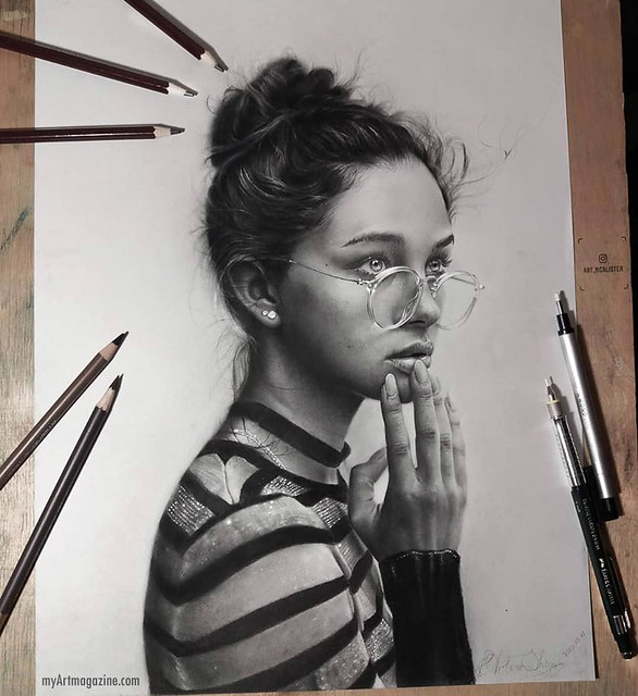 Realistic Pencil Drawing Girl