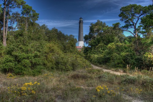 lighthouse pensacola florida beach best travel architecture marine hdr photomatix nikon d800 yellow green blue sky clouds trees flowers building tower sand path hiking 201811 historic nautical navalairstation tree flower wildflower landscape usa flickr photo photographer thesouth panhandle