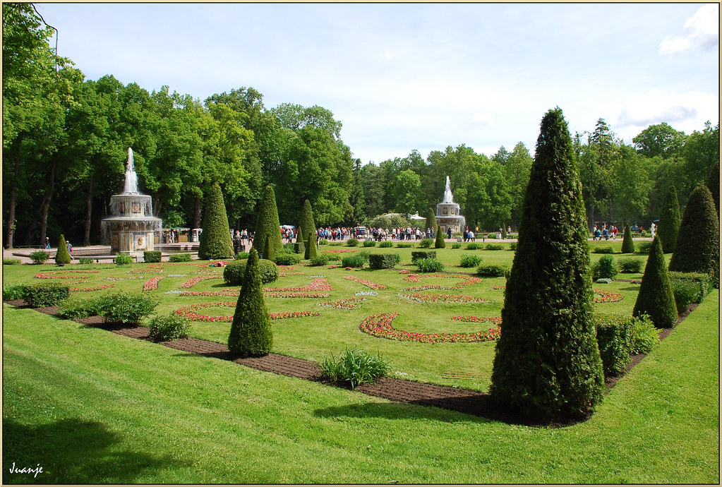 Jardines en Peterhof (San Petersburgo, Rusia, 11-6-2015)