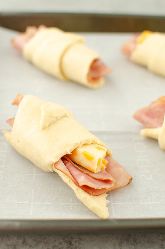 Crescent rolls filled with ham and cheese
