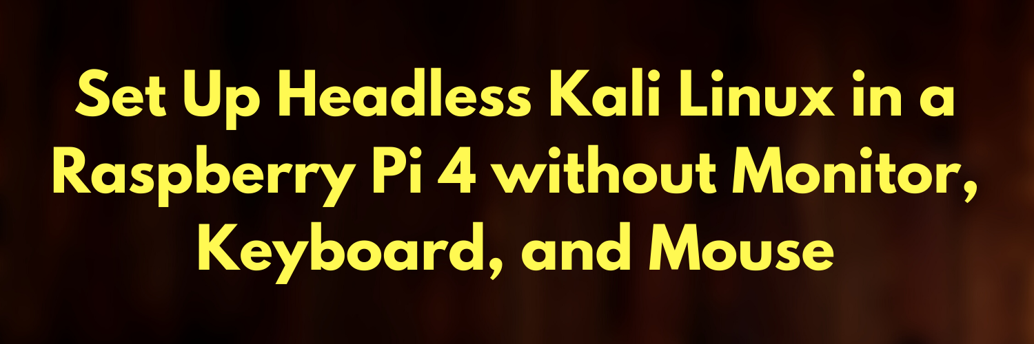 Set Up Headless Kali Linux in a Raspberry Pi 4 without Monitor, Keyboard, and Mouse