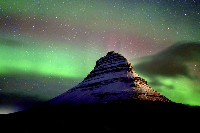 Polar lights over Mount Kirkjufell, Iceland   (EXPLORED)