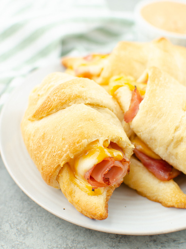 Crescent rolls filled with ham and cheese