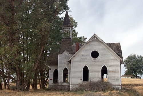 A white abandoned church in Oregon
