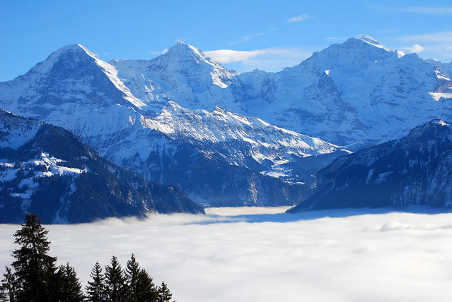 Eiger, Monch and Jungfrau abouve the fog layer