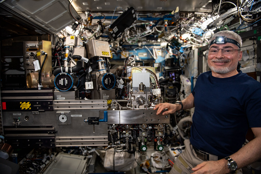 Astronaut Mark Vande Hei configures the Combustion Integrated Rack