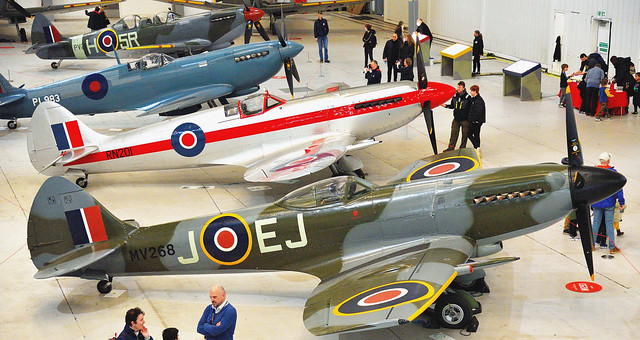Spitfires MV268 RN201 & PL983 Spitfire Evolution of an Icon Event at Duxford
