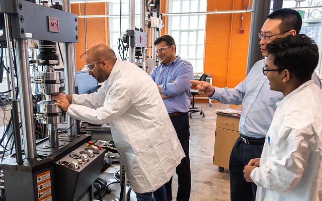 Scientists conduct fatigue testing on an additively manufactured part.