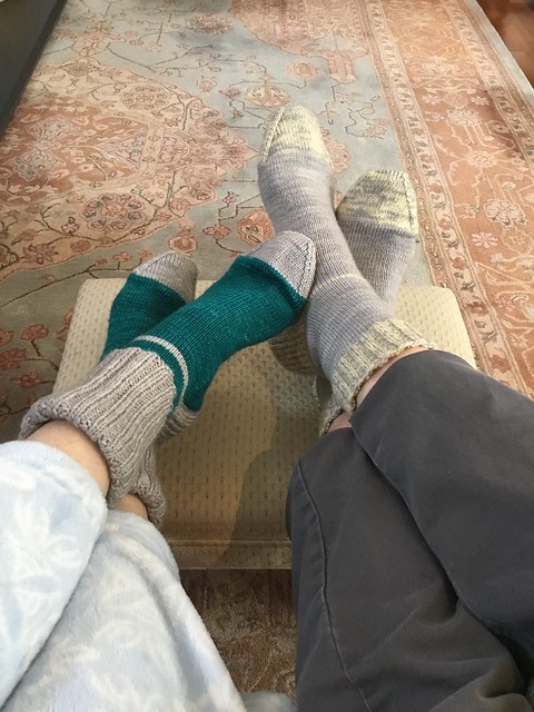Beverley’s sister and her husband love the socks she knit them!