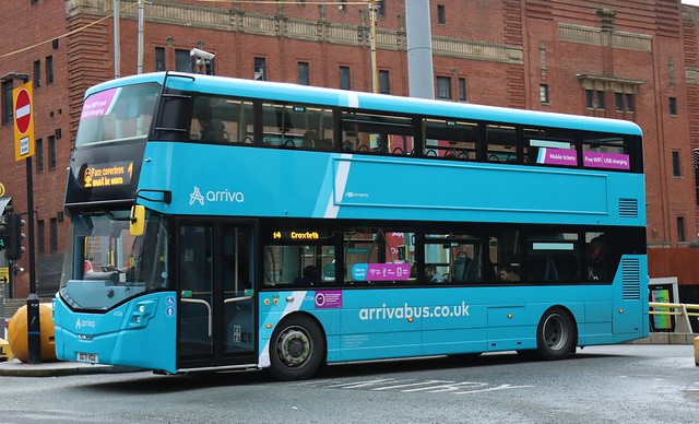 One of 24 StreetDeck Deckers that have recently entered service with Arriva Merseyside is 4726 DG71VGU in Liverpool departing Queen Square with a Croxteth service.
