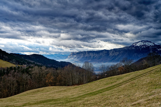 Cloudy sky over Chartreuse range in the French Alps