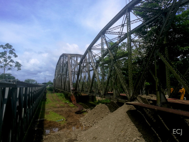 The former railroad bridge on the Sixaola river, demolished to give way to the present bridge, on the Costa Rica-Panama border