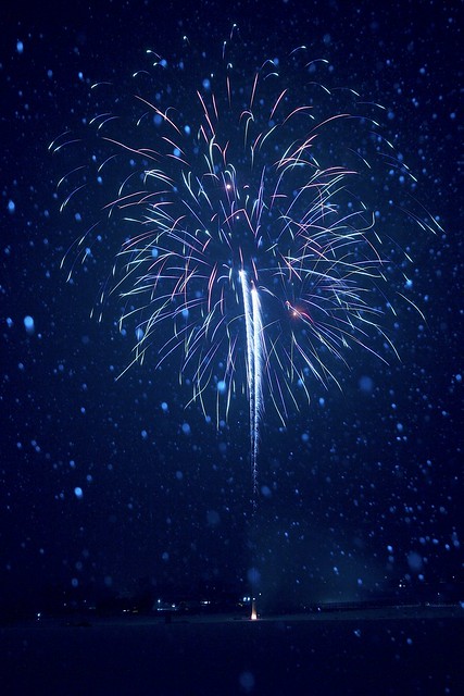 Fireworks display in winter