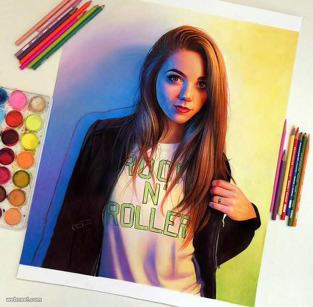 Stunning Color Pencil Drawing Girl