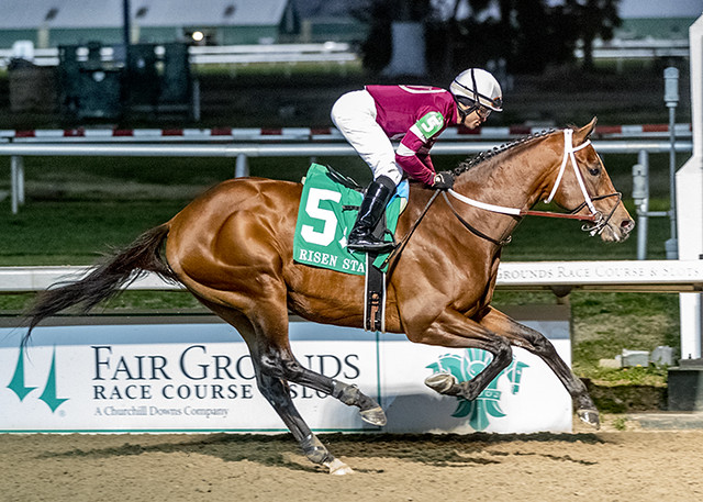 Epicenter won the Risen Star Stakes. Photo Hodges Photography.