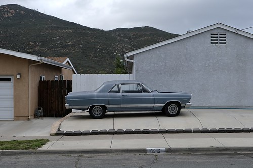 suburban landscape suburbia california san diego cars ford fairlane 1967 cowles mountain concrete front yard