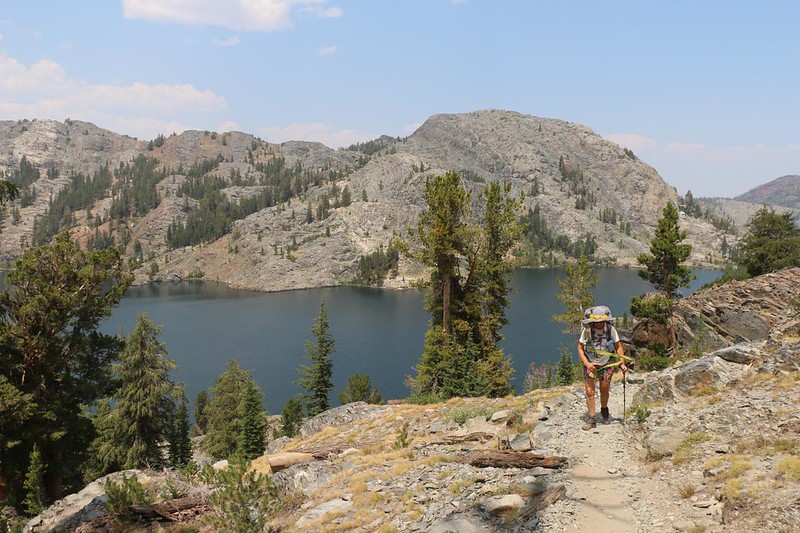 We climbed steadily in the hot midday sun, south from Garnet Lake on the JMT
