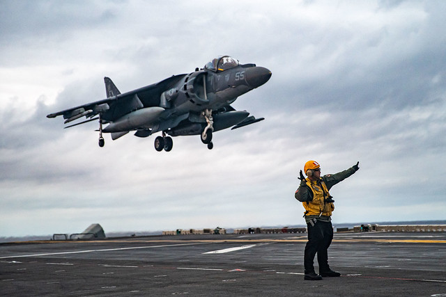 USS Essex (LHD 2) conducts flight operations in the Philippine Sea.