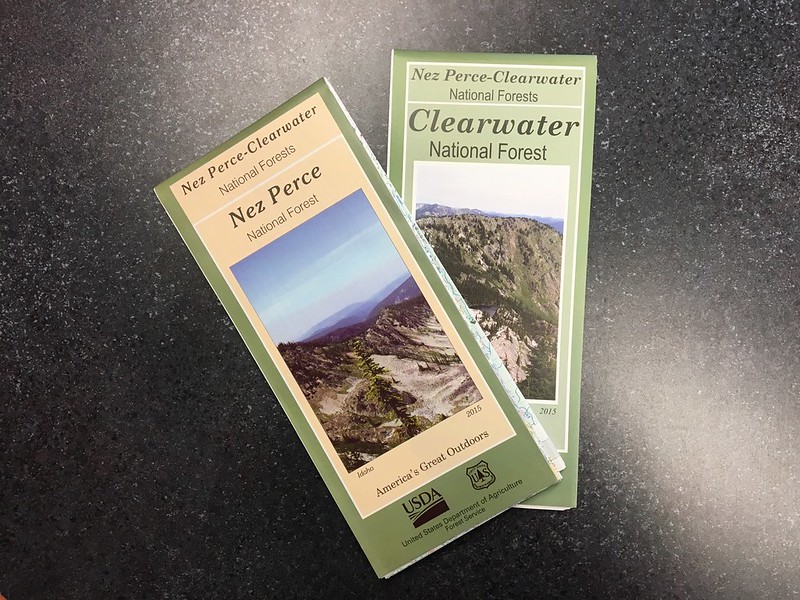 A photo of the Nez Perce and Clearwater national forest maps