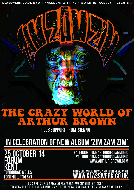 Poster - Opening act for The Crazy World of Arthur Brown, Forum Tunbridge Wells UK - 14th October 2014