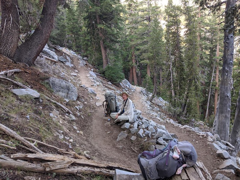 It was a 700 foot climb out of Shadow Lake to Rosalie Lake, so we stopped for a rest along the switchbacks