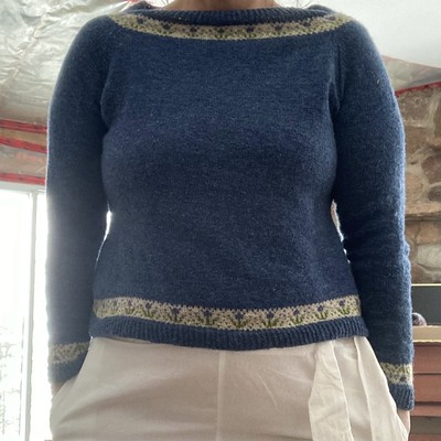 Karen finished her Bluebells from Kate Davies’s book Yokes. Yarn is Jamieson & Smith 2 Ply Jumper Weight and modified to fit.