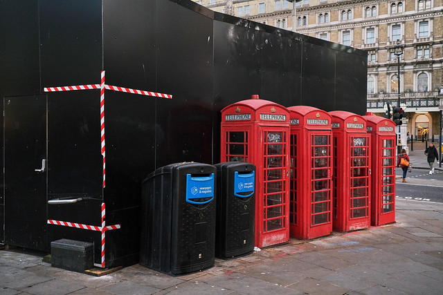 Telephones...(Red telephone box)- Charing Cross, London